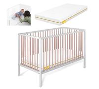 Cuna Colecho Madera 120x60 cm, Colchón Ternum | Laponia CoolDreams | Estilo nórdico, color natural. Kit colecho, colchón sanitario y 4 ruedas con freno incluidos.