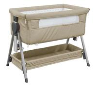 vidaXL Cuna con colchón tela de lino gris taupe