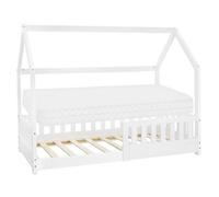 Cuna Con Protección Anticaída De Listones 80x160 Cm Blanco Ml-design