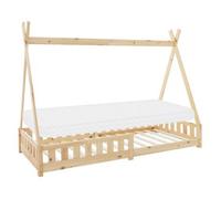 Cuna Con Protección Anticaída Y Somier De 90x200 Cm Natural Ml-design