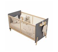 Cuna de bebé de madera maciza 140x70x86cm - altura regulable en 3 niveles, pintura ecológica, convertible en cuna colecho y sofá cama, sin colchón - azul