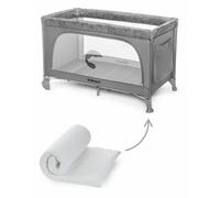 Cuna de camping gris claro con colchón enrollable Kidnort