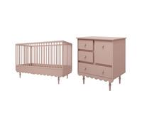 Cuna evolutiva 70x140 y cómoda 3 cajones wood luck babushka rosa