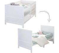 Cuna para bebé, 70 x 140 cm, convertible en cama infantil, Roba Easy Sleep, color blanco, con acabado lacado