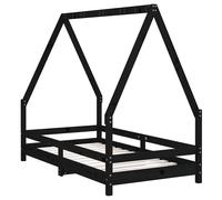 Cuna para bebé, color negro, 80x160 cm, madera maciza de pino