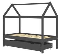 Cuna para bebé de vidaXL, color gris oscuro, madera maciza de pino, 80x160 cm, con cajón