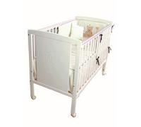 Cuna para bebé, modelo Oso Dormilón Mundi Bebé + Colchón Viscoelástica + Protector de colchón impermeable