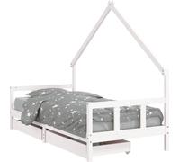 Cuna para bebé vidaXL con cajones, color blanco, 90x190 cm, madera maciza de pino