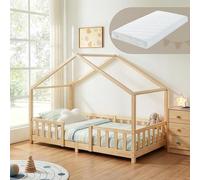 Cuna Silecomplaza modelo Treviolo, con colchón de 90x200 cm, en color madera