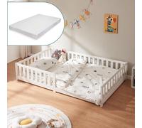 Cuna "Tanna", modelo con base, incluye colchón de 120 x 200 cm. Cuna Montessori con protección anticaídas, fabricada en madera de pino, color blanco