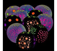 CUNAOUK Globos de neón de 35 Piezas Que Brillan en la Oscuridad | Pintura de luz Negra, Decoraciones de Fiesta de neón, Globos de látex, Mini Globos de Lunares para cumpleaños, Boda, Arco