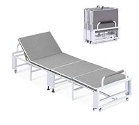 Cunas plegables para adultos con colchón de espuma, cama de metal, capacidad de 150 kg, 6 respaldos ajustables, funda extraíble, para hogar, oficina, hospital