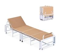Cunas plegables para adultos con colchón de espuma, cama de metal, capacidad de 150 kg, 6 respaldos ajustables, funda extraíble, para hogar, oficina, hospital