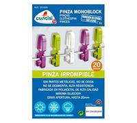 Cuncial Pinza ropa Monoblock irrompible sin muelle – resistente, no se oxida – 20 unidades
