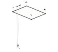 Cuncial Tendedero de techo extensible Tezno manivela, aluminio anodizado, sistema sube y baja