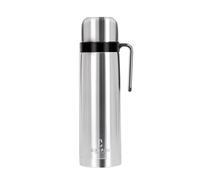 CUOPRU Mate - Botella aislada de acero inoxidable de 1000 ml, botella de boca ancha aislada al vacío para bebidas frías y calientes, mantiene el líquido caliente o frío hasta 24 horas (color plateado)