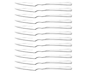 CUPERINOX® Cuchillos de Mesa Acero Inoxidable - Set 12 Cuchillos para Carne con Filo Dentado - Aptos Lavavajillas - Uso Diario y Profesional