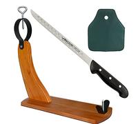 CUPERINOX Jamonero profesional Gondola | tabla jamon | Cuchillo Jamonero Alveolos Acero Inox + Cubre Jamón Universal | Set cortar jamón (3 PZAS) | Sujeta jamones | tabla jamonero
