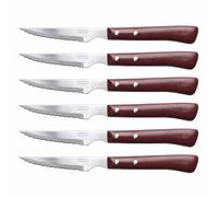 Cuperinox - Pack de 6 Cuchillos Chuleteros con Hoja de Acero Inoxidable Microdentada y Mango Imitación Madera - Corte Preciso y Diseño Clásico- Ecowood Series