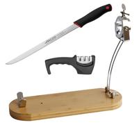 CUPERINOX Soporte Jamonero Plegable | Jamonero Giratorio | Jamonero de Bambú con Cuchillo Profesional, Afilador y Funda para Jamón | Elite Collection
