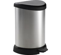 Curver 02120 Metallic's - Cubo de la Basura con Pedal (20 litros), Color Plateado metálico