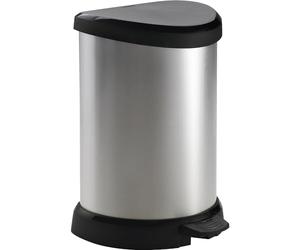 Curver 02120 Metallic's - Cubo de la Basura con Pedal (20 litros), Color Plateado metálico