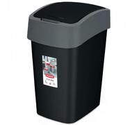 Curver 02171-Y09-00 Cubo de Basura Multiusos Flip 25 L, plástico, Negro/Gris, 34 x 26 x 47 cm