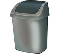 Curver Papelera 167908 - polipropileno 30,6×24,8×41,8 cm - plateado y negro