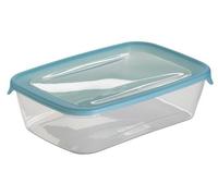 Curver 180690 Fresh' N Go -Fiambrera hermética de Polipropileno, Rectangular, Color Transparente/Azul, Polipropileno, Transparente y Azul, 2L