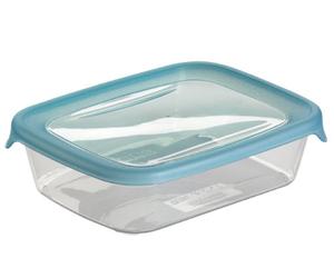 Curver 180690 Fresh' N Go -Fiambrera hermética de Polipropileno, Rectangular, Color Transparente/Azul, Polipropileno, Transparente y Azul, 0,5 L