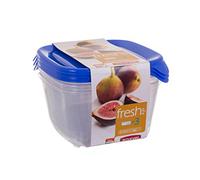 Curver 2045387 Fresh & Go Box Frescura Cuadrado Plástico Transparente/Azul Conjunto de 3