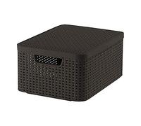 Curver Cesta con tapa 205847 con efecto mimbre 39,3x29,3x18,7 cm polipropileno marrón