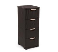 Curver 209906 - cajón de polipropileno, mira mimbre, 4 x 14 l