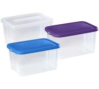 Curver Allibert 195724 Handy Box - Juego de 3 Cajas de almacenaje Transparentes (Polipropileno, 56 x 39,6 x 43 cm)