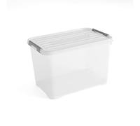 CURVER Allibert Handy Plus - Caja de almacenaje con Tapa, Transparente y Plateado, 65 litros