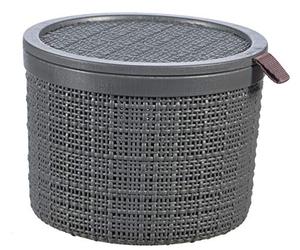 Curver Arpillera Redonda de 2 litros con Tapa, Gris, 100% Reciclado, Acacia