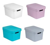 Curver Caja Caja de Almacenamiento Contenedor con Tapa 17L Blanco Gris Rosa Azul