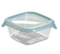 Curver | Caja hermética Fresh'n Go Cuadrada 0,25L, Transparente/Azul, Foodkeepers OPP, 10,5x10,5x4,4 cm