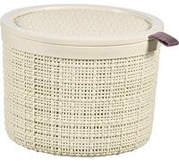 CURVER Caja Redonda de Yute, 2 l, con Tapa, Beige, 100% Reciclado