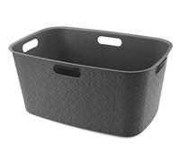 CURVER - Cesta para lavandería Softex 45L, diseño elegante, ligero, apilable y práctico, 70% reciclado, tamaño espacioso, 59 x 39 x 27 cm, gris antracita