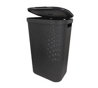 Curver - Cesto de ropa sucia Infinity Recycled 60 L, plástico reciclado, asas, marrón/blanco/gris