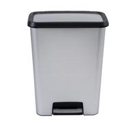 Curver Compatta Cubo de basura con pedal, 50 l de capacidad, color inox