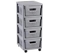 Curver - conjunto de 4 cajones de 10l, plástico gris, 30 x 36 x 69 cm