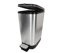 Curver - Cubo de basura Chic Bin 25L, diseño gris metalizado, pedal ajustable, sistema antiolor, base antideslizante, cesto interior extraíble, medidas 26,5x40,5x45 cm, ideal para cocina y oficina,