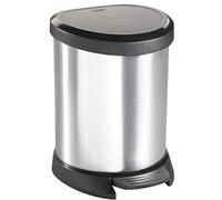 Curver Cubo de basura con pedal DECOBIN semicircular 5 L, cubo interior, tapa amortiguada, acero