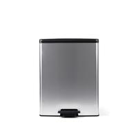 Curver - Cubo de basura Deco Duo con pedal, 2 cubetas 26+26L, acabado color acero, tapa con cierre amortiguado