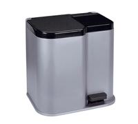 Curver – Papelera de reciclaje Duo Pedalbin, cubo doble con pedal para separar, acabado sólido