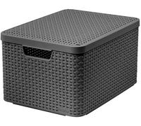 Curver, curver 205863, cesta con tapa con efecto mimbre (tamaño grand