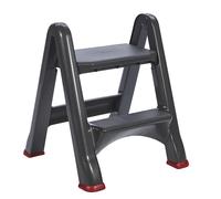 Curver Taburete plegable r034721 – 2 peldaños, polipropileno 50x17x64 cm, gris/rojo