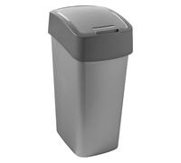 Curver Flip Bin 45L Gris y Plata, papelera con tapa abatible 45L